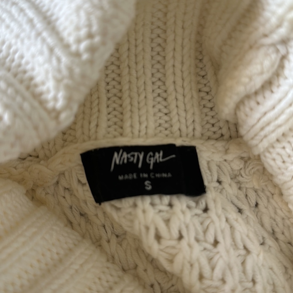 Nasty Gal small white knit turtle neck sweater mini dress women new without tag - Picture 5 of 5
